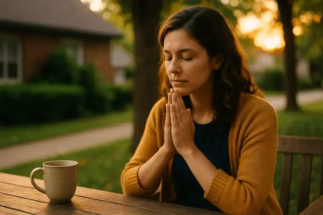 Mulher em momento de contemplação no cotidiano, simbolizando a espiritualidade diária